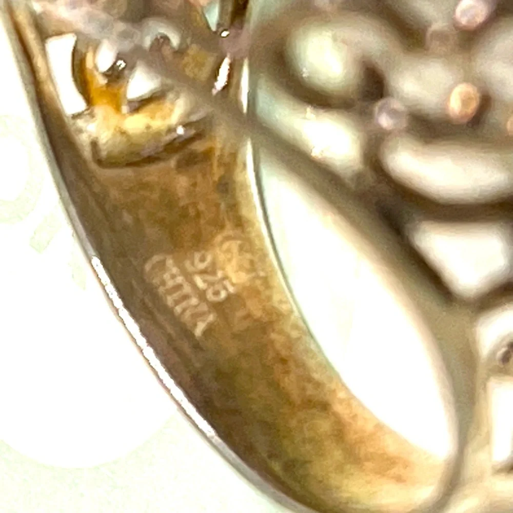 925 Giant 20 mm Quartz Filigree Ring 8